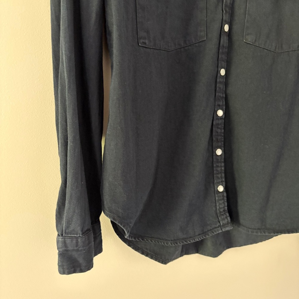 Pilcro Western Shirt Small Black Pearl Snap Button Down Boho Cowgirl Denim - Picture 6 of 10
